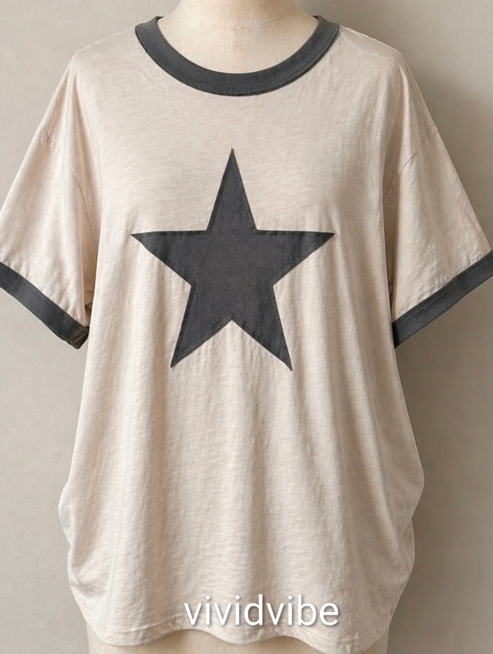 Midnight Muse Oversized Patchwork Tee  Gray Sz Medium & Large By BohoLuxe NWT$98